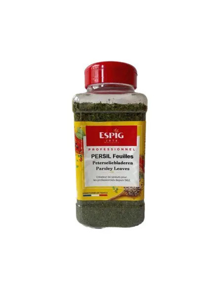 Persil entier ESPIG pot 90g herbe aromatique professionnelle pour burgers, sauces et préparations salées en restauration rapide.
