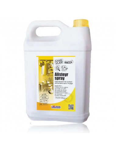 Laisteyr Spray Nettoyant Désinfectant 5L produit professionnel contact alimentaire pour snack, crêperie, glacier et coffee shop.