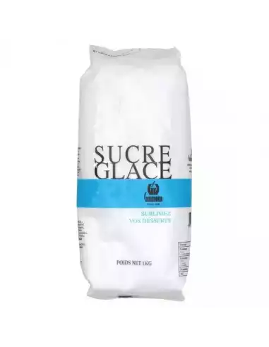 Sucre glace 1kg pour décoration de crêpes, gaufres, desserts et pâtisseries professionnelles.