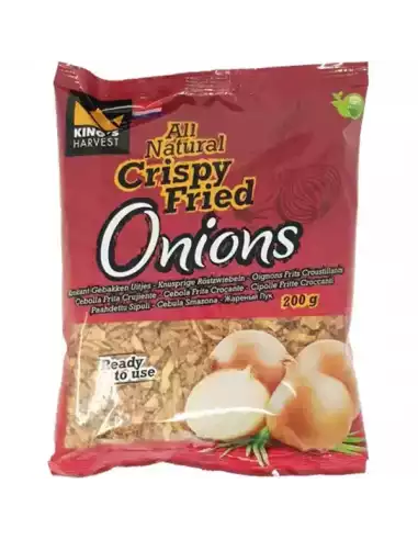 Oignons frits 200g croustillants pour salades, burgers, sandwichs et recettes snack professionnelles.