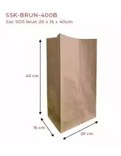 Sac kraft moyen 20x16x40 cm en lot de 350 pour emballage à emporter
