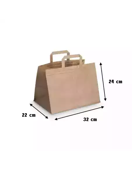 Sac cabas papier 32x22x24 cm par lot de 250 en kraft