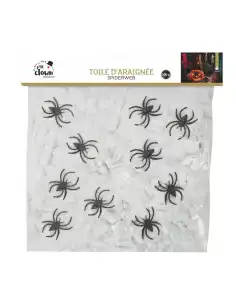TOILE D ARAIGNEE BLANCHE 500GR + 10 araignées