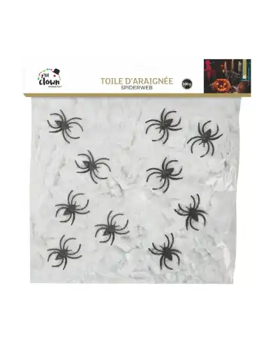 TOILE D ARAIGNEE BLANCHE 500GR + 10 araignées