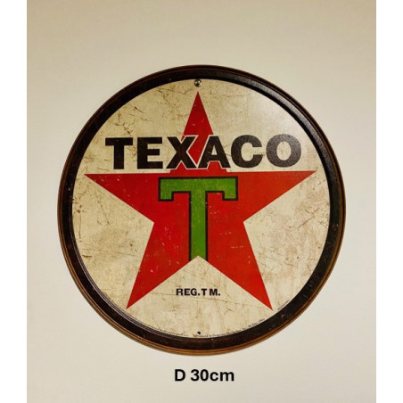 Plaque Métal décorative Texaco diam 30 - CHR Appro