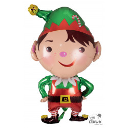 Ballon aluminium lutin décoration de Noël gonflable à l’air ou à l’hélium pour vitrines et espaces professionnels.