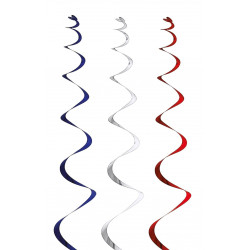 spirale metalisée bleu blanc rouge lot de 6 - CHR Appro