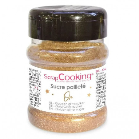 Sucre paillettes or 160g pour décoration de desserts, glaces et boissons