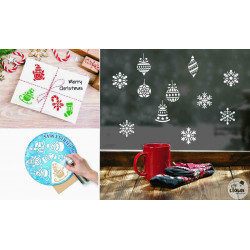 Pochoir de Noël pour décorations de boissons et desserts motifs festifs pour professionnels de la restauration et coffee shops.