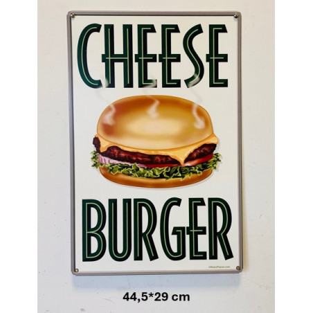 Plaque Métal décorative Cheese Burger 44.5 x 29 cm - CHR Appro