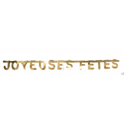 Guirlande “Joyeuses Fêtes” Or 130 cm décoration dorée élégante pour vitrines, comptoirs et espaces professionnels.