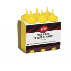 Poires squeeze jaunes pour moutarde – lot de 12 pour crêperies, snacks et restauration rapide.