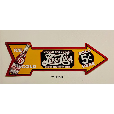 Plaque Métal décorative pepsi cola 70 x 22 cm - CHR Appro