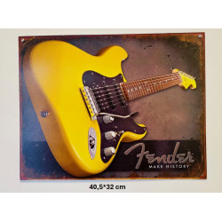Plaque Métal décorative guitard jaune 40.5 x 32 cm - CHR Appro