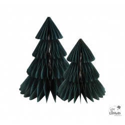 Sapin alvéolé de Noël en papier décoration festive et réutilisable pour vitrines et comptoirs professionnels.