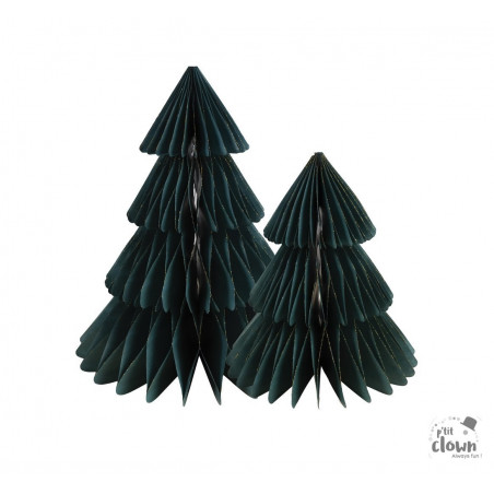 Sapin alvéolé de Noël en papier décoration festive et réutilisable pour vitrines et comptoirs professionnels.