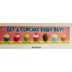 Plaque Métal décorative eat a cupcake 51 x 13 cm - CHR Appro