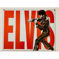 Plaque Métal décorative Elvis ecrit rouge 40.5x32 - CHR Appro