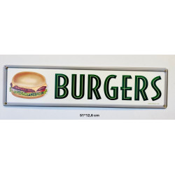 Plaque Métal décorative Burgers 51 x 12.6 cm horizontal - CHR Appro