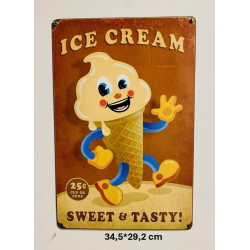 Plaque Métal décorative Ice Cream 34.5 x 28.2 cm - CHR Appro
