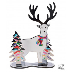 Décoration effet miroir renne décoration de Noël brillante et moderne pour vitrines, comptoirs et espaces professionnels.