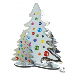 Déco effet miroir sapins multicolore 20 cm Décoration de Noël festive et colorée