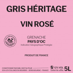 BIB 5L Vin Rosé Gris Héritage IGP d’Oc – vin léger et fruité pour professionnels CHR