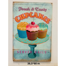 Plaque Métal décorative cupcakes fresh 39.5 x 60 cm - CHR Appro
