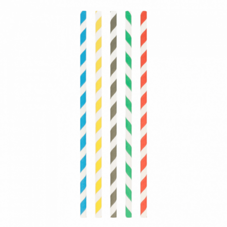 Pailles en papier colorées 0,8x23,5 cm – lot de 100 – spécial milkshake