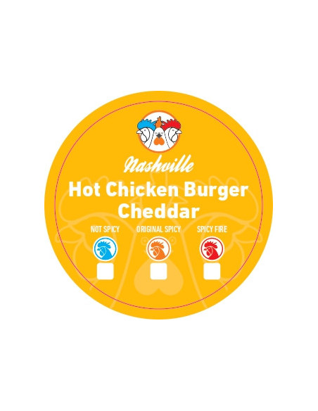 Stickers Hot Chicken Burg cheddar x500