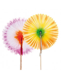 Décors Eventails chinois en papier Ø7x7cm pour glaces, cocktails et desserts – lot de 144