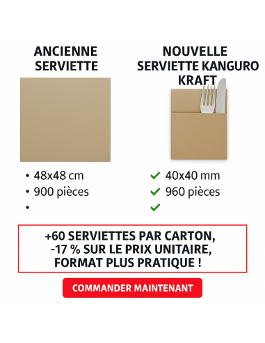 serviette KANGURO 40x40 1pp Kraft x 960