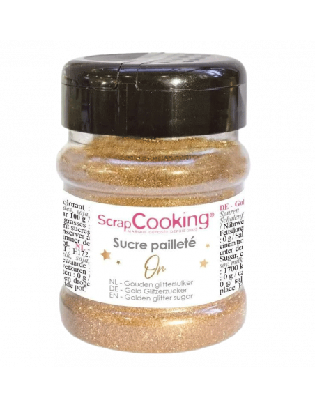 Sucre paillettes or 160g pour décoration de desserts, glaces et boissons