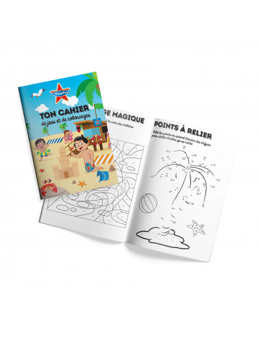Kit coloriage enfant A6 12 pages avec crayons – jeux enfant pour restaurants, snacks et fast-foods, modèles assortis.