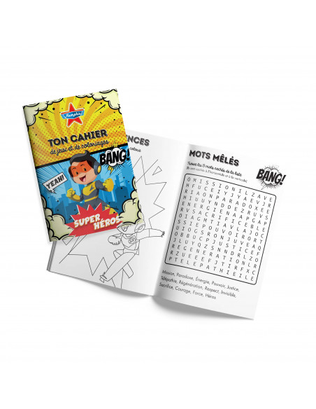 Kit coloriage enfant A6 12 pages avec crayons – jeux enfant pour restaurants, snacks et fast-foods, modèles assortis.