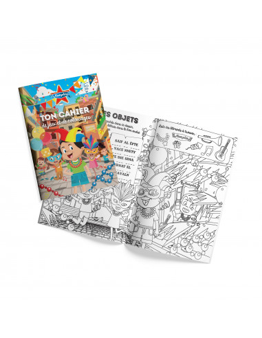 Kit coloriage enfant A6 12 pages avec crayons – jeux enfant pour restaurants, snacks et fast-foods, modèles assortis.