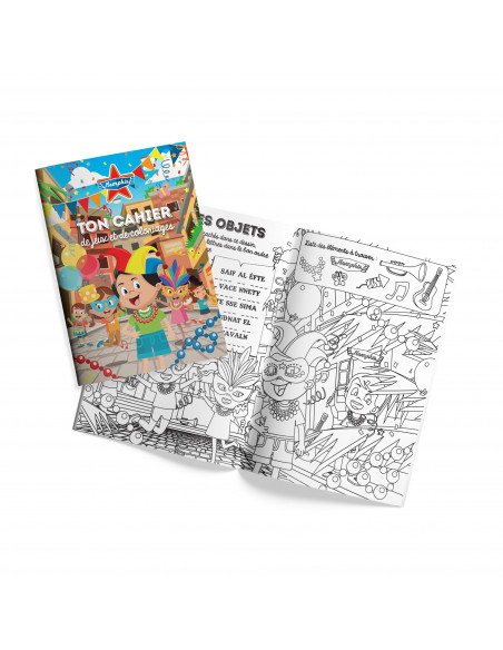 Kit coloriage enfant A6 12 pages avec crayons – jeux enfant pour restaurants, snacks et fast-foods, modèles assortis.
