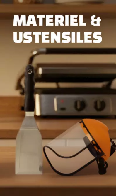 materier chr ustensiles pour snack et burger